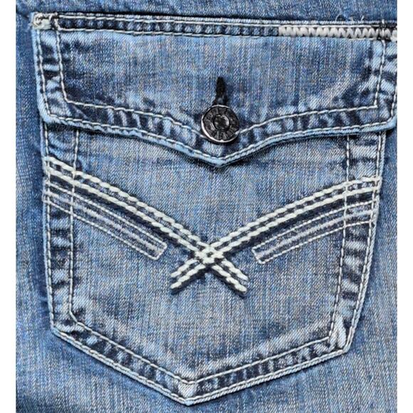 Y2K Relaxed Straight Embroidered Flap Pocket Jeans 36x34 Preppy Grunge High Rise - Picture 3 of 7